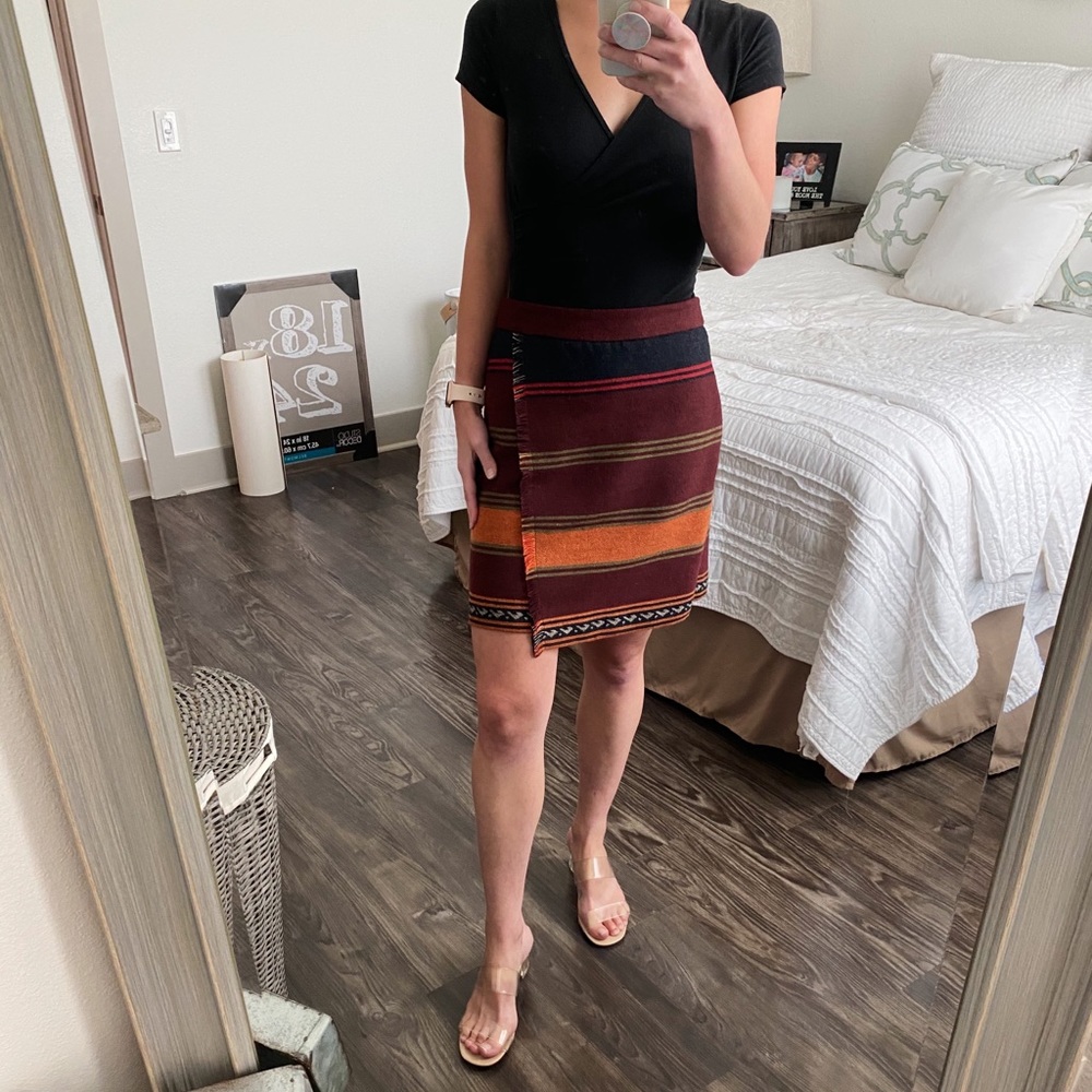 Ann Taylor Loft Asymmetrical Fringe Blanket Skirt